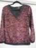 Black Sapote Mayfair Ladies Dark Red/Black V Neck Textured Jumper with Black Trim. Size S. RRP &pound;265. - 2