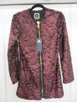 Black Sapote Mayfair Ladies Dark Red/Black Round Neck Textured Coat with Zip Front. Size S. RRP £515.