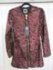 Black Sapote Mayfair Ladies Dark Red/Black Round Neck Textured Coat with Zip Front. Size S. RRP &pound;515.