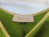 Countess of Frog Designer Ladies Green Satin Bardot Top With Tie Straps & Gold Buckle Detail on the Sleeve. Size S. NOTE - Slight Mark to Front of Top. - 3