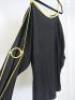 Countess of Frog Designer Ladies Black Satin Bardot Top With Tie Straps & Gold Buckle Detail on the Sleeve. Size S. - 2