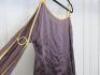Countess of Frog Designer Ladies Purple Satin Bardot Top With Tie Straps & Gold Buckle Detail on the Sleeve. Size S. - 2