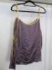 Countess of Frog Designer Ladies Purple Satin Bardot Top With Tie Straps & Gold Buckle Detail on the Sleeve. Size S. - 4