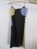 Countess of Frog Designer Ladies Blue/Black/Cream Panelled Dress with Gold Chain Straps. Size S. - 4