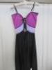 Countess of Frog Designer Ladies Purple/Lilac/Black Panelled Dress with Gold Buckle Detail & Tie Back. Size S. - 3