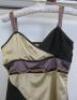 Countess of Frog Designer Ladies Gold/Black/Purple Panelled Dress with Chain Detail to Waist & Straps. Size S. - 2