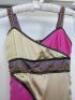 Countess of Frog Designer Ladies Gold/Pink/Purple Panelled Dress with Chain Detail to Waist & Straps. Size S. - 2