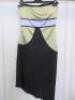 Countess of Frog Designer Ladies Lilac/Green/Black Panelled Strapless Dress. Size S. - 3