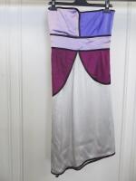 Countess of Frog Designer Ladies Lilac/Purple/Ivory Panelled Strapless Dress. Size S.