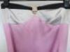 Countess of Frog Designer Ladies Ivory/Pink Black Strapless Dress with Tie Waist & Gold Buckle detail. Size S. - 2