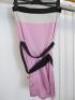 Countess of Frog Designer Ladies Ivory/Pink Black Strapless Dress with Tie Waist & Gold Buckle detail. Size S. - 4