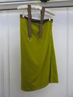 Countess of Frog Designer Ladies Mustard Strapless Dress with Halter neck Strap & Gold Buckles. Size S.