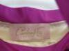 Countess of Frog Designer Ladies Ivory/Purple Strapless Dress with Halter neck Strap & Gold Buckles. Size S. - 4