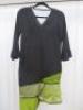 Countess of Frog Designer Ladies Black/Green V Neck Panelled Knee Length Dress. Size S. - 3