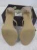 2 Pairs of Ladies Designer High Heeled Shoes in Boxes to Include: Pair of Roland Cartier 381 Daviina Silver Fabric Pearl Trim Open Court Shoe & Pair of Carvela Gold Glitter Occasion Strappy Heel. Both Size Eu39 UK6 - 6