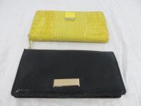 2 x Ladies Purses to Include: 1 x Carvela Black Animal Print Purse & 1 x Paul Costello Yellow Animal Print Purse.