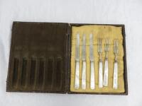 3 x Pair of Pearl Handle & Silver Hall Marked Knife & Fork Set in Original Box.