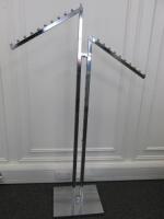 Chrome Double Arm Clothes Display Rail. Adjustable Height.