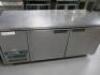 Williams 2 Door Counter Fridge on Castors with Prep Top. Size H85 x W182 x D79cm. Note: requires new castors - 2