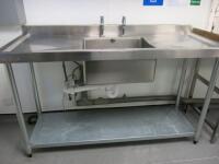 Vogue Single Sink Unit with Taps & Shelf Under. Size H90 x W150 x D60cm.