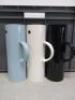 15 x Stelton 1Lt Vacuum Jug to Include: 6 x Black, 6 x Green, 3 x White. (Crate not Included).