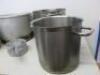 8 x Assorted Sized Stock & Sauce Pans to Include: 6 x Stock Pots & 2 Saucepans & 1 x Lid. - 4