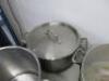 8 x Assorted Sized Stock & Sauce Pans to Include: 6 x Stock Pots & 2 Saucepans & 1 x Lid. - 8