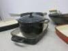 8 x Assorted Catering Pans to Include: 3 Vogue Metal Dishes,1 x Vogue Casserole Pot with Lid & 4 x Woks.  - 3