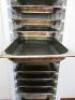 Rubbermaid Polypropylene 18 Slot Trolley with 17 Metal Gastronorm 1/1 Trays to Include: 6 x 100mm (D) & 11 x 40mm (D). - 3