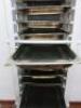Rubbermaid Polypropylene 18 Slot Trolley with 17 Metal Gastronorm 1/1 Trays to Include: 6 x 100mm (D) & 11 x 40mm (D).  - 3