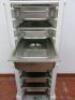 Rubbermaid Polypropylene 18 Slot Trolley with 9 Metal Gastronorm 1/1 Trays & Lids to Include: 9 x 100mm (D).  - 2