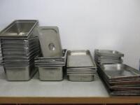 52 x Metal Gastronorm Trays & Lids to Include: 17 x 200mm (D) & 4 x Lids, 6 x 100mm (D), 13 x 40mm (D), 7 x 70mm (D) & 5 x 40mm (D).