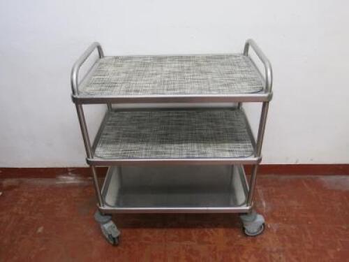 Stainless Steel 3 Tier Clearing Trolley, Size H96 x W80 x D50cm. Comes with 2 Chilewich Mats 