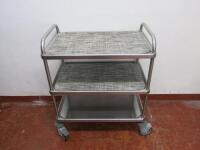 Stainless Steel 3 Tier Clearing Trolley, Size H96 x W80 x D50cm. Comes with 2 Chilewich Mats 