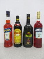 4 x Assorted Bottles to Include: 1 x Aperol, 1 x Campari, 1 x Kahlua & 1 x Passoa, 70cl.