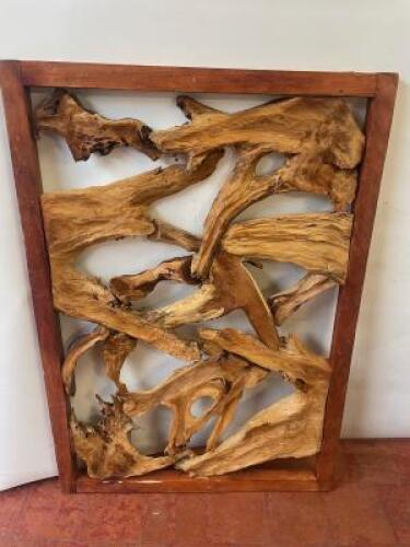 Root Wood Wall Art in Frame. Size 100cm x 70cm.
