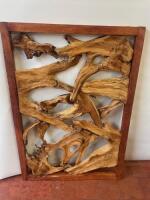 Root Wood Wall Art in Frame. Size 100cm x 70cm.