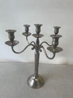 5 Candle Silver Coloured Candelabra. Size H40cm.