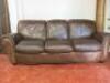 3 & 2 Seater Distressed Brown Leather Sofas with Stud Detail. Size H82cm x W200cm x D94cm & H82cmx W150cm x D94cm. - 2