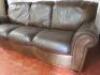 3 & 2 Seater Distressed Brown Leather Sofas with Stud Detail. Size H82cm x W200cm x D94cm & H82cmx W150cm x D94cm. - 5
