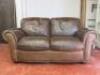 3 & 2 Seater Distressed Brown Leather Sofas with Stud Detail. Size H82cm x W200cm x D94cm & H82cmx W150cm x D94cm. - 8