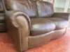 3 & 2 Seater Distressed Brown Leather Sofas with Stud Detail. Size H82cm x W200cm x D94cm & H82cmx W150cm x D94cm. - 9