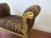 Baroque Louis XV Style Painted Gold Wood Bench with Leopard Print Fabric, Size H70cm x W93cm x D53cm. - 3