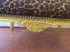 Baroque Louis XV Style Painted Gold Wood Bench with Leopard Print Fabric, Size H70cm x W93cm x D53cm. - 4