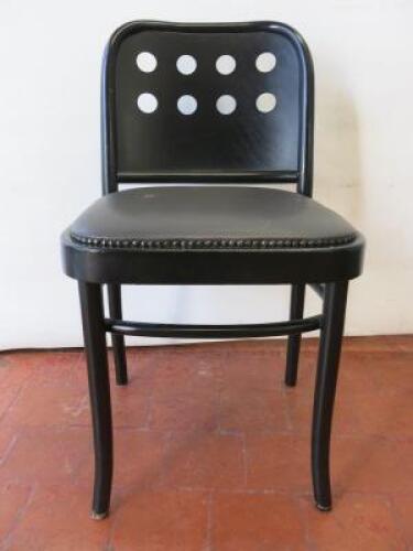 Carlick Black Wood Chair with Grey Faux Leather Upholstered Seat.