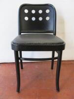 Carlick Black Wood Chair with Grey Faux Leather Upholstered Seat.