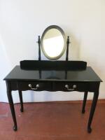 Gloss Black 2 Drawer Dressing Table with Adjustable Mirror. Size H76cm x W100cm x D42cm.