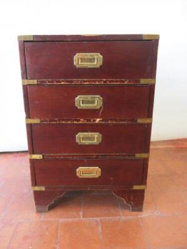 4 Drawer Brass Edged Cabinet, Size H66cm x W44cm x D37cm.
