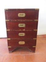 4 Drawer Brass Edged Cabinet, Size H66cm x W44cm x D37cm.