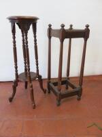 Wood Plant Stand (H)75cm & Wooden Umbrella Stand (H)69cm.